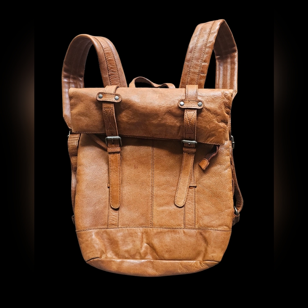 Vilenca Holland Anthro Big Multi Compartment Pockets Brown Leather‎ Backpack